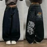 Y2K Embroidered Wide-Leg Jeans