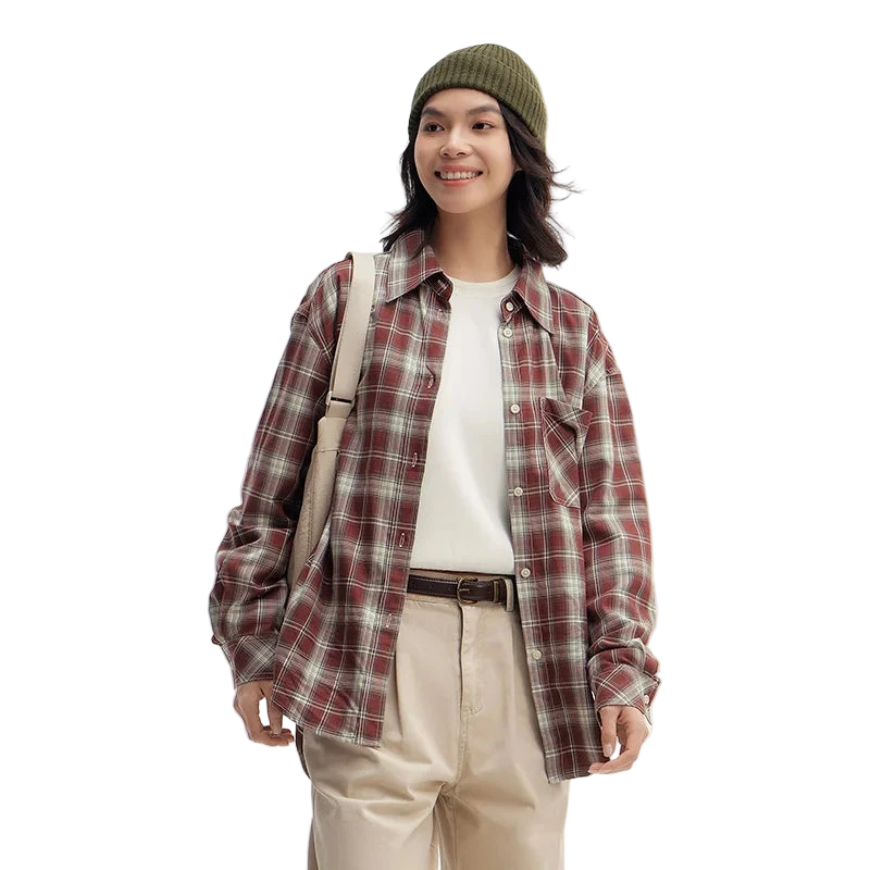 Oversized Drop Shoulder Plaid Shirt