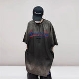 T-shirt vintage en denim brodé style hip-hop