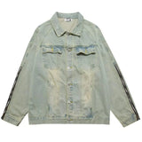Retro Streetwear Washed Distressed Denim Jacket