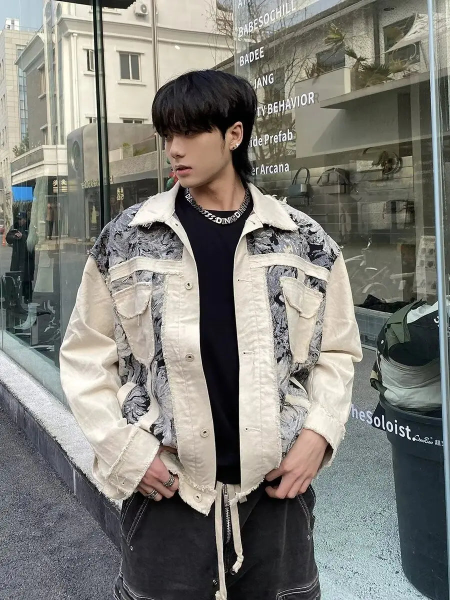 Vintage Sensible Couple Jacquard Denim Jacket
