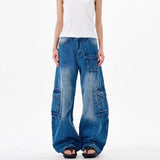 Retro Slim Fit Workwear Denim Cargo Jeans