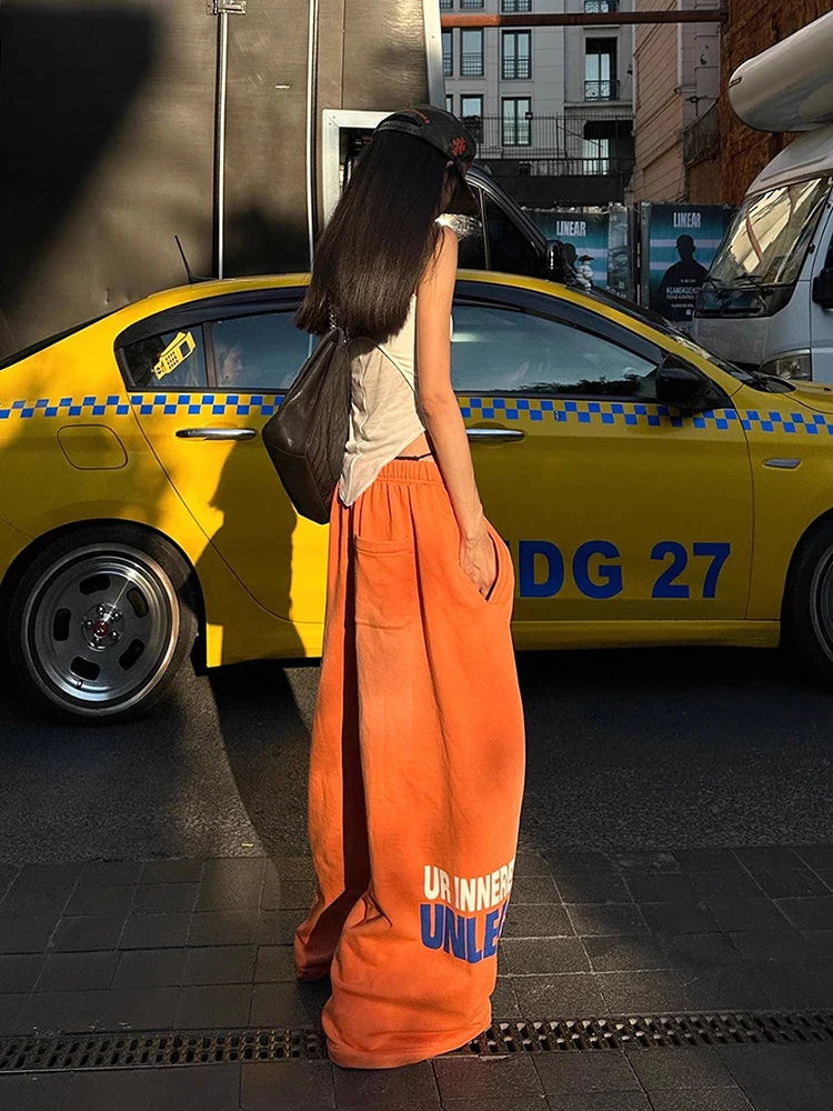 Versatile Elastic Waist Baggy Lounge Sweatpants