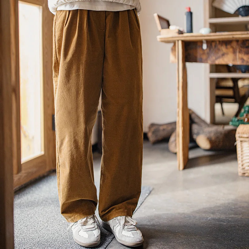 Vintage Cordhose in Unifarbe, weit geschnitten