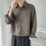 Chemise à motif uni style coréen