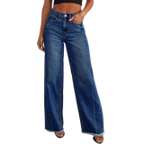 Jeans mit ausgefranstem Saum und Patchwork-Design