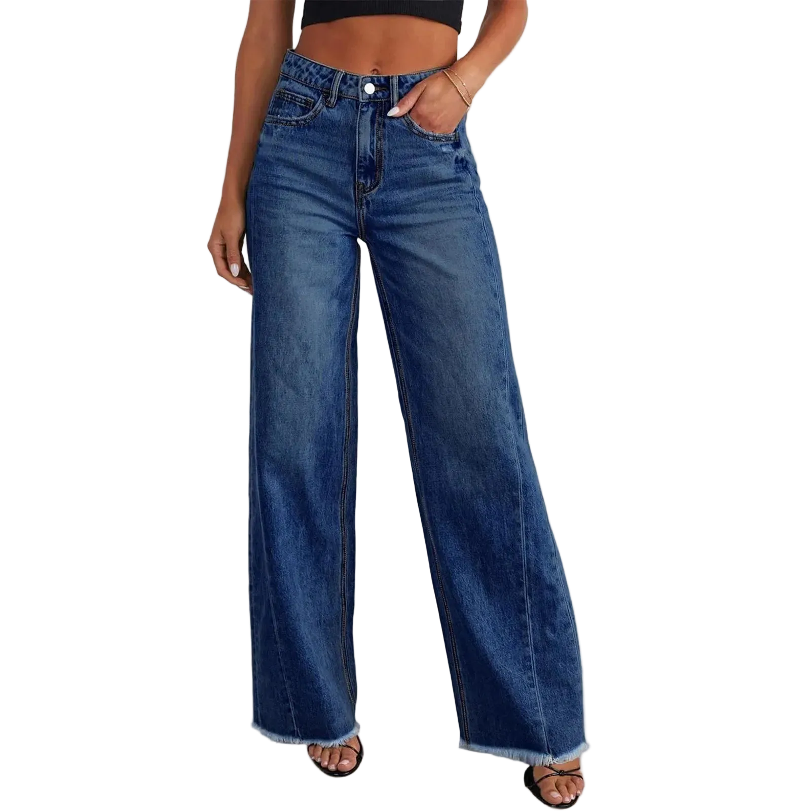 Jeans mit ausgefranstem Saum und Patchwork-Design