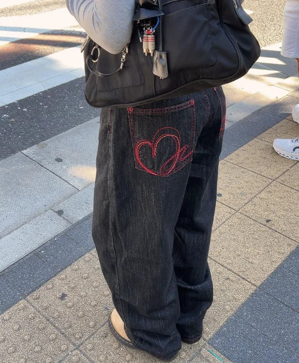 빈티지 펑크 배기 데님 진