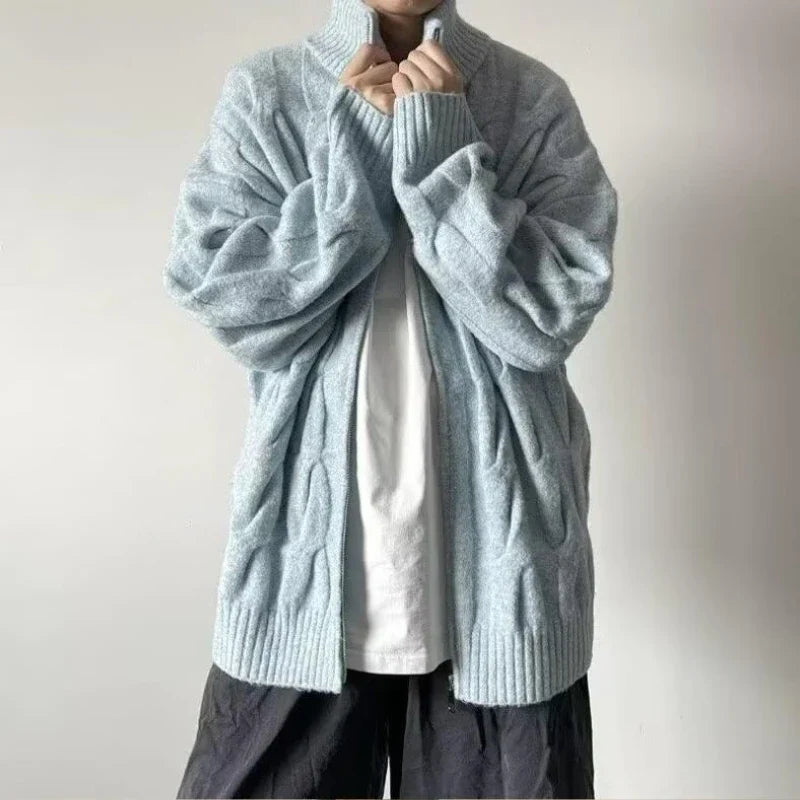 Autumn Retro Loose Stand Collar Knitted Cardigan