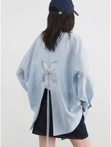 Back Hollow Out Loose Long Sleeve Shirt