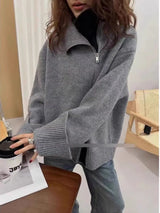 Luxurious European Cashmere Zipper Cardigan Sweater