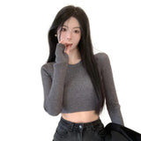 Long-Sleeve Ribbed Crop Sweater