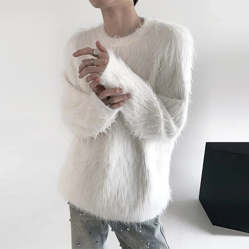 Streetwear Comfort Luxury Chic Mink Wool Knitted Sweater