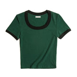 Slim-Fit-T-Shirt mit Rundhalsausschnitt in Kontrastfarbe