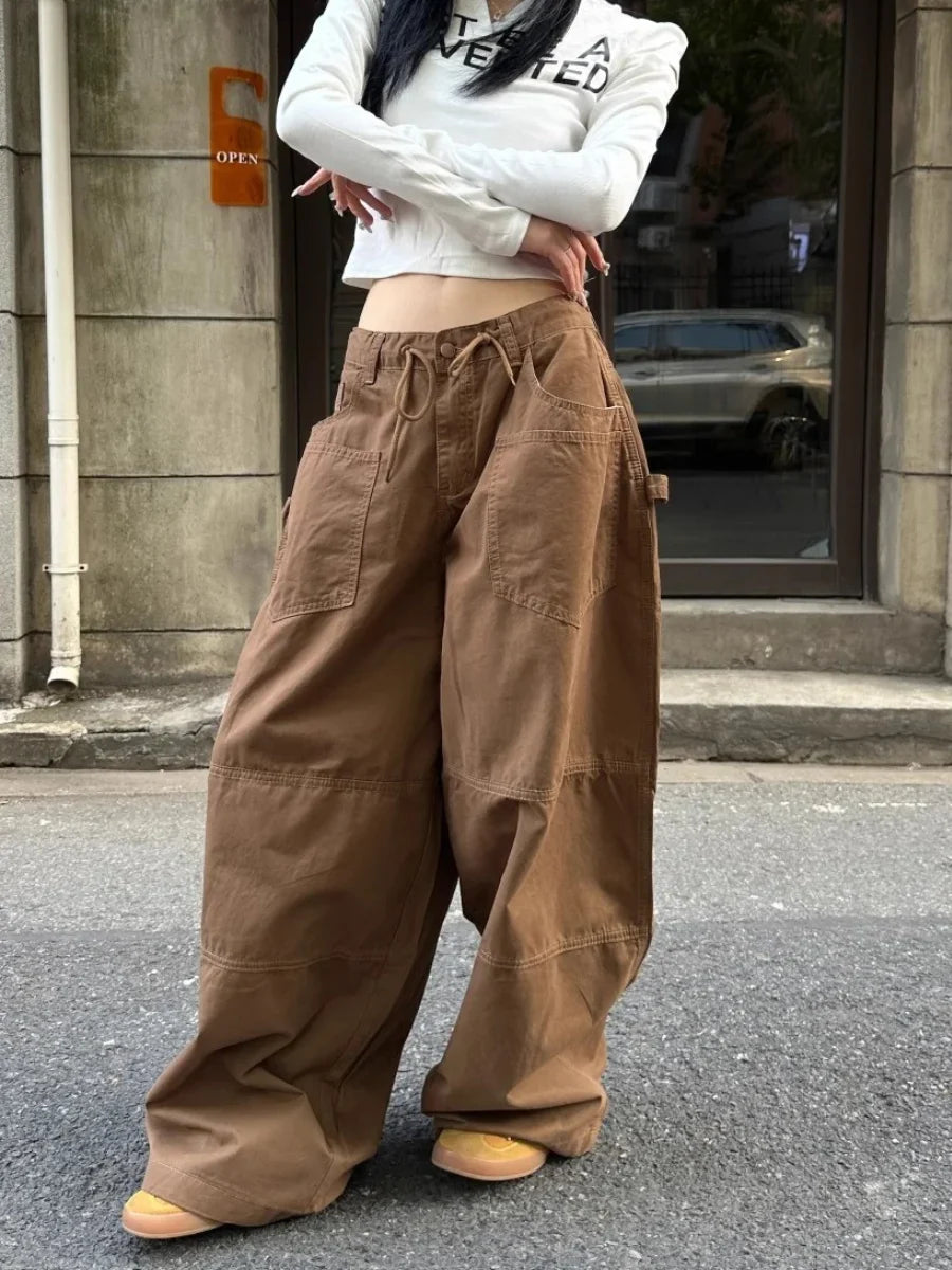 Y2K Oversized Brown Boyfriend Cargo Pants