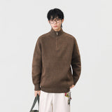 Cozy Mock Neck Half Zipper Waffle Knit Sweater
