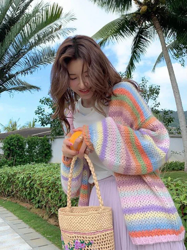 Soft Girl Cozy Striped Knit Sweater