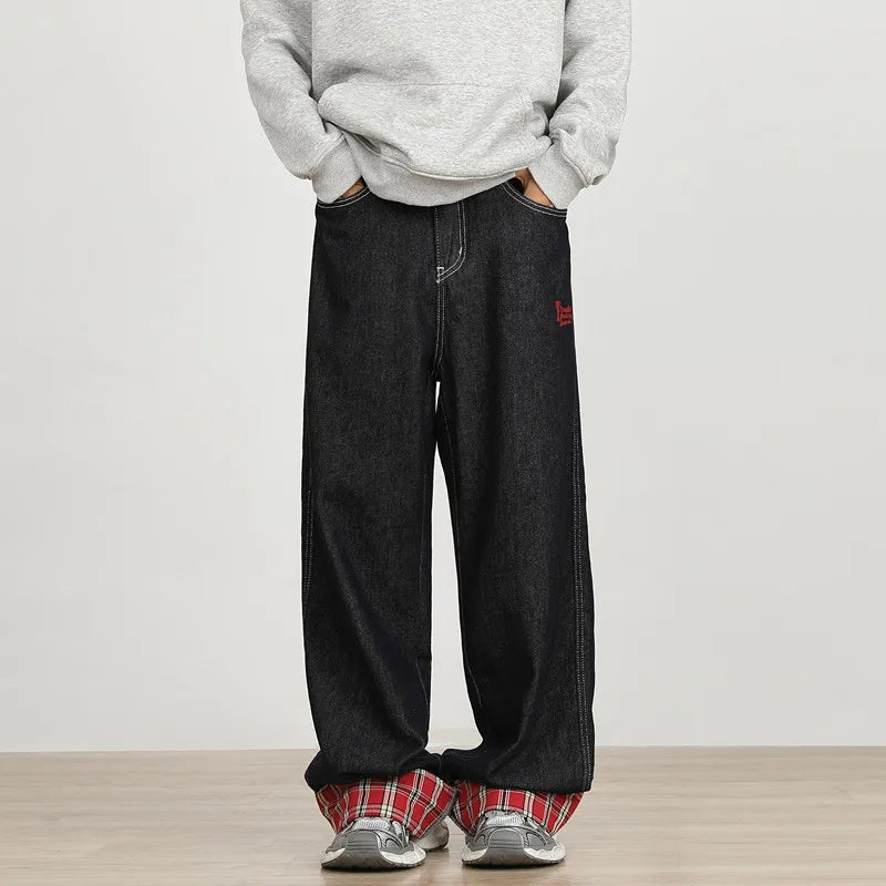 Luxury Straight & Sleek Patchwork Wide Leg Jeans