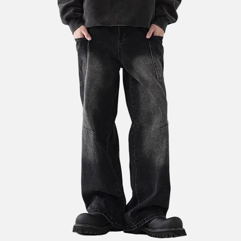 Jean cargo rétro bleu style coréen pour le travail