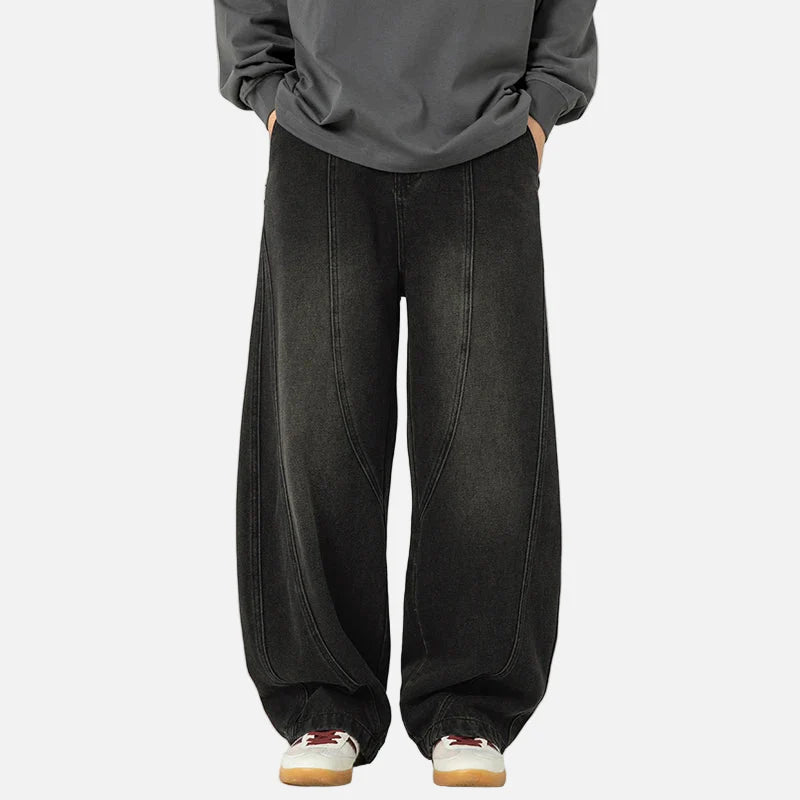 Premium Streetwear Wide Leg Curved Denim Jeans