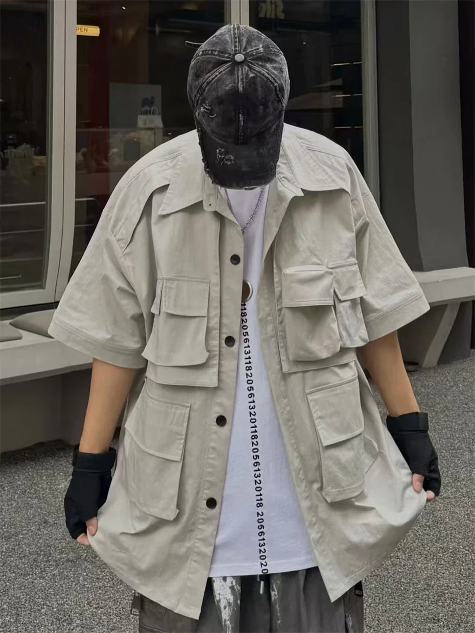 Chemise cargo surdimensionnée punk fonctionnelle et technique