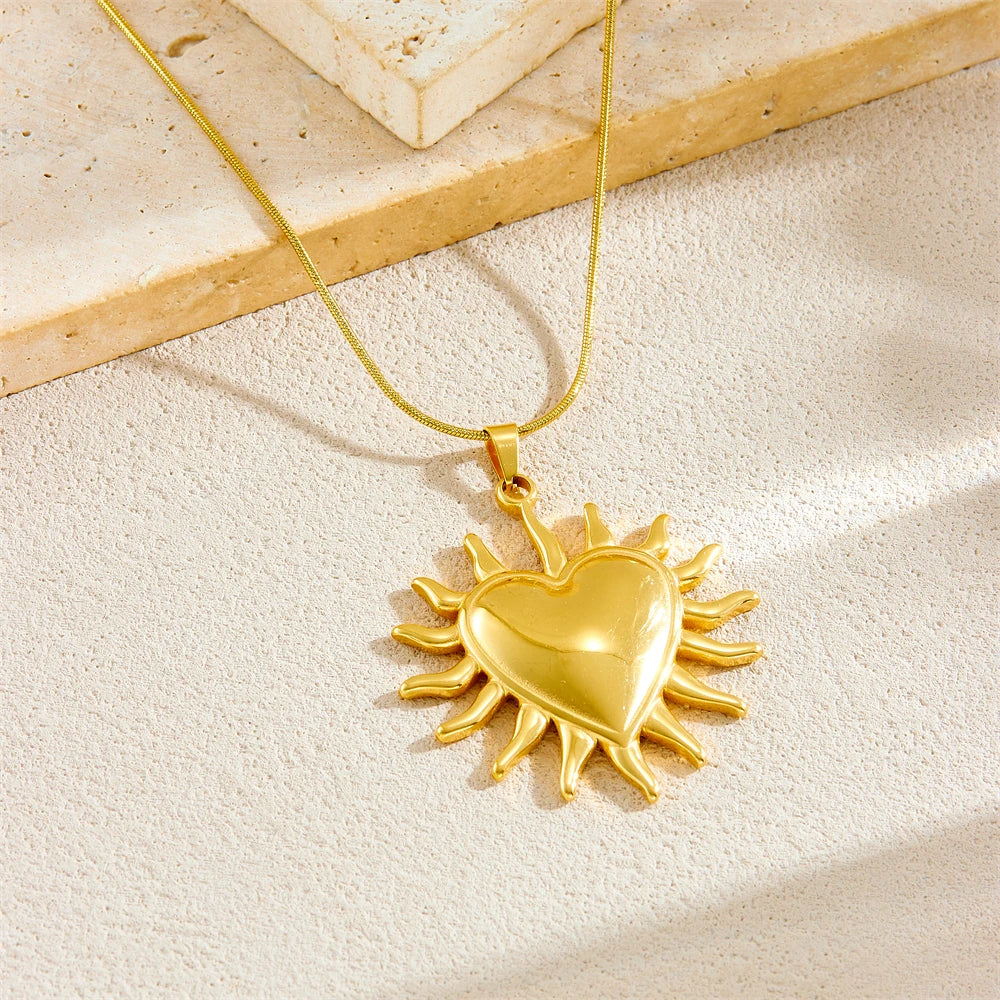 Golden Heart Stainless Steel Pendant Necklace