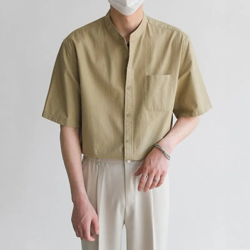 Chemise de camp légère classique en soie de style coréen