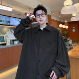 골덴 스퀘어 넥 캐주얼 긴팔 셔츠