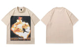 グラフィックプリント オーバーサイズ ヒップホップ コットンTシャツ