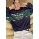 Vintage Letter Print Oversized Sweatshirt