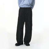 American Solid Color Relaxed Fit Linen Wide Leg Pants