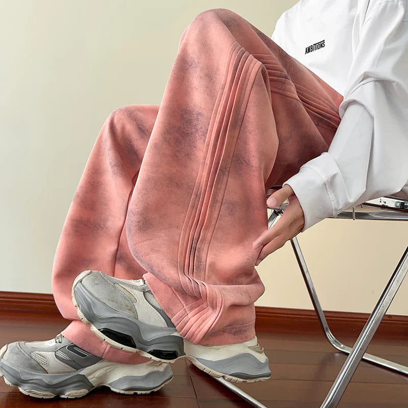 Patchwork Korean Style Wide Leg Casual Sweatpants