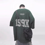 Vintage Oversized Letter Print Jersey T-Shirt