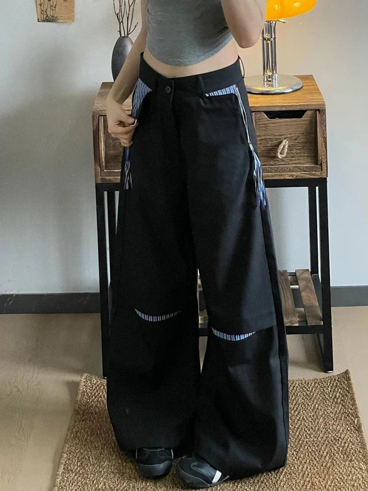 Casual Comfort Vintage Patchwork Wide Leg Pants