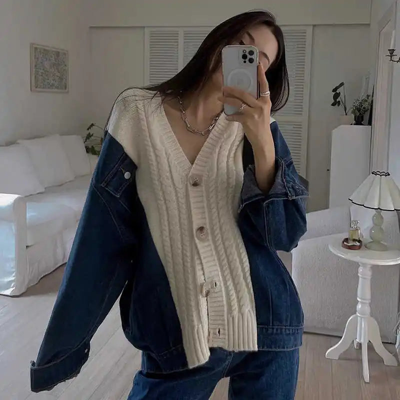 Cozy Vintage Casual Denim Carigan
