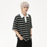 Striped Casual Button Down T-Shirt