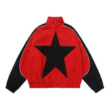 Retro Patchwork Star Varsity Jacket