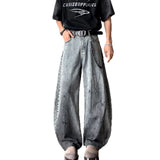 Plüschige Jeans im koreanischen Stil mit Farbverlauf und weitem Bein
