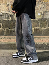 Pantalon en jean oversize à imprimé étoiles