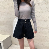 High-waist Loose Denim Shorts