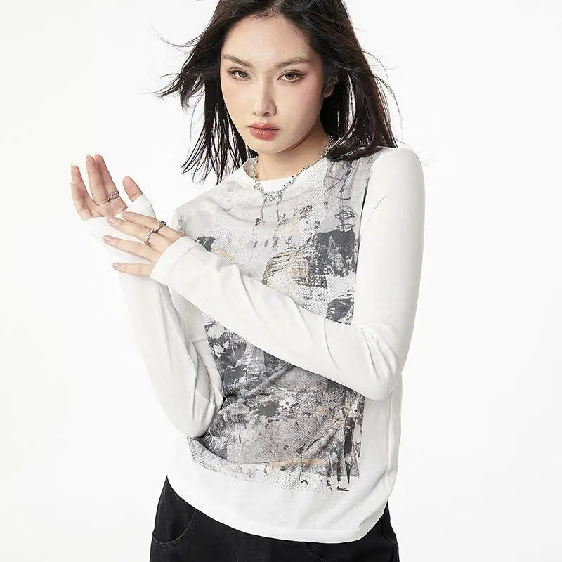 Y2K Korean Graphic Print T-Shirt