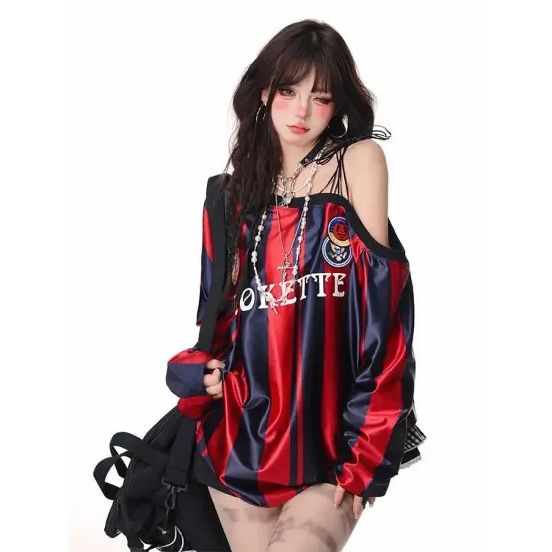 レトロセクシーオフショルダー スウェットシャツ