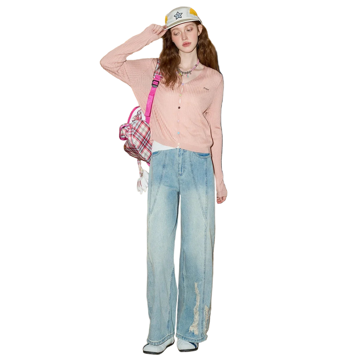 High Waist Distressed Women’s Straight Leg Ripped Jeans