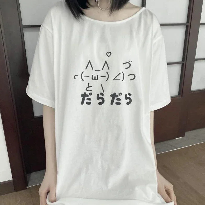 T-shirt ample mignon d'été à motif de dessin animé japonais