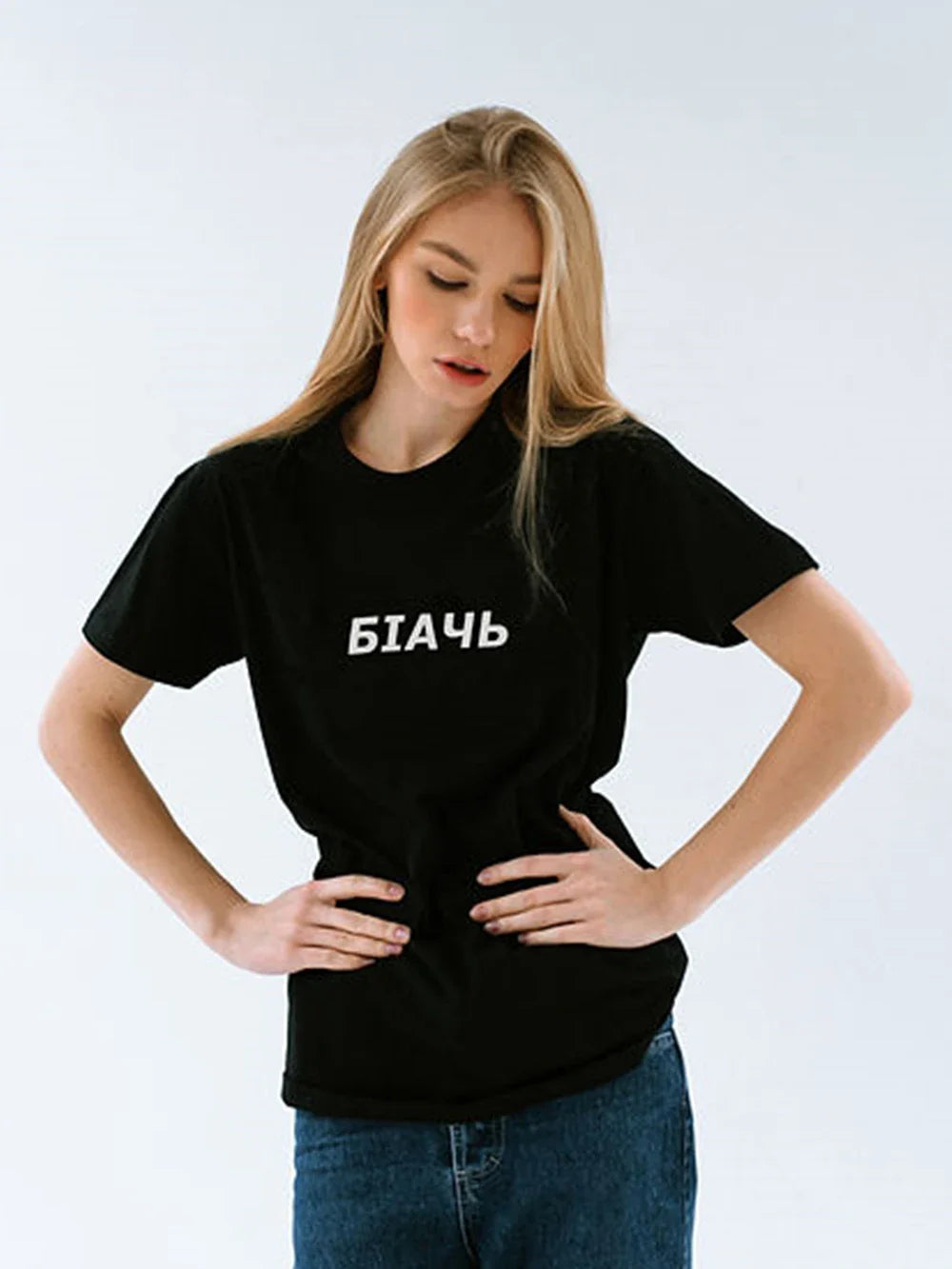 Women Letter Print Cotton Drop Sleeve T-Shirt