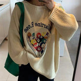 Pull en maille confortable à imprimé dessin animé 8 Ball pour femme