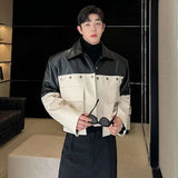 Patchwork Color Contrast Faux Leather Jacket