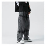 Jeans droits streetwear tie-dye noirs