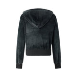 Rhinestone Heart Decor Zip Up Sweatshirt