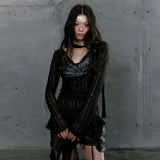 T-shirt patchwork tricoté style grunge vintage